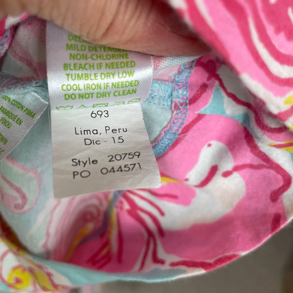Lilly Pulitzer Blue Pink Floral Long Sleeve Knit Dress Style 20759 Large - Picture 8 of 8